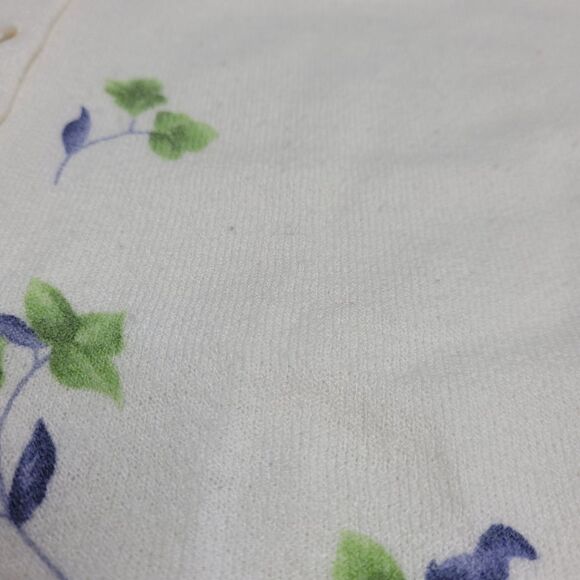 VINTAGE 90s sweater white floral‎ button up cardigan M - Picture 7 of 7